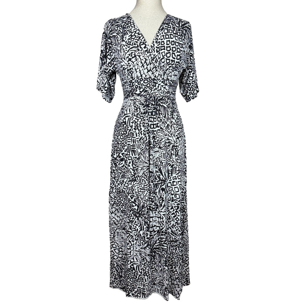 Lilly Pulitzer Parigi Maxi Dress Women S Onyx Home Slice Black White Jersey Boho - Picture 2 of 11